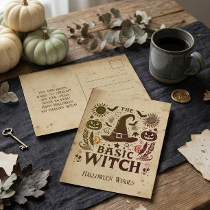Cartão Postal Halloween de Magic Cottagecore do Chapéu da Bruxa 