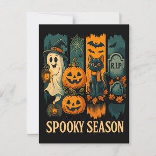 Cartão Postal Halloween de Spooky Season - Fantasma, Pumpkins, G