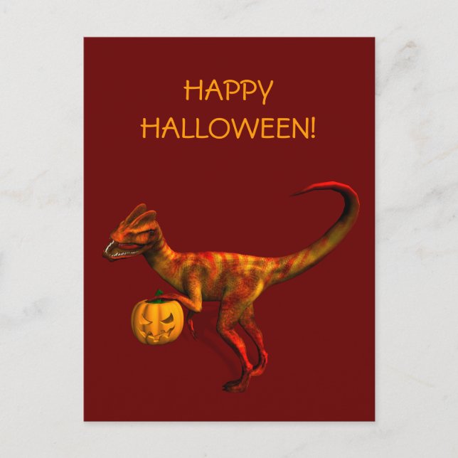 Cartão Postal Halloween Dilophosaurus (Frente)