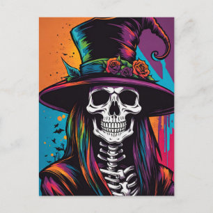 Cartão Postal Halloween do Caveira Colorido