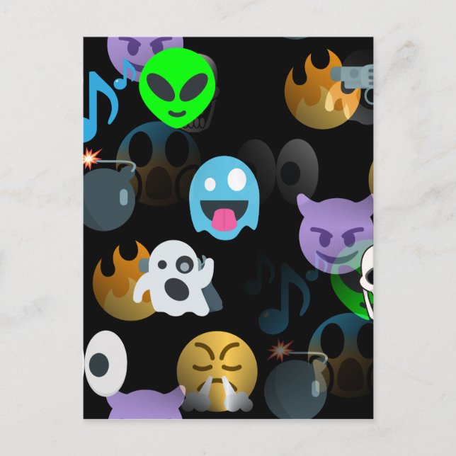 Cartão Postal halloween emojis (Frente)
