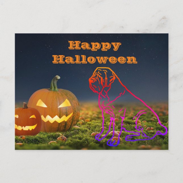 Cartão Postal Halloween English Mastiff Happy Halloween (Frente)