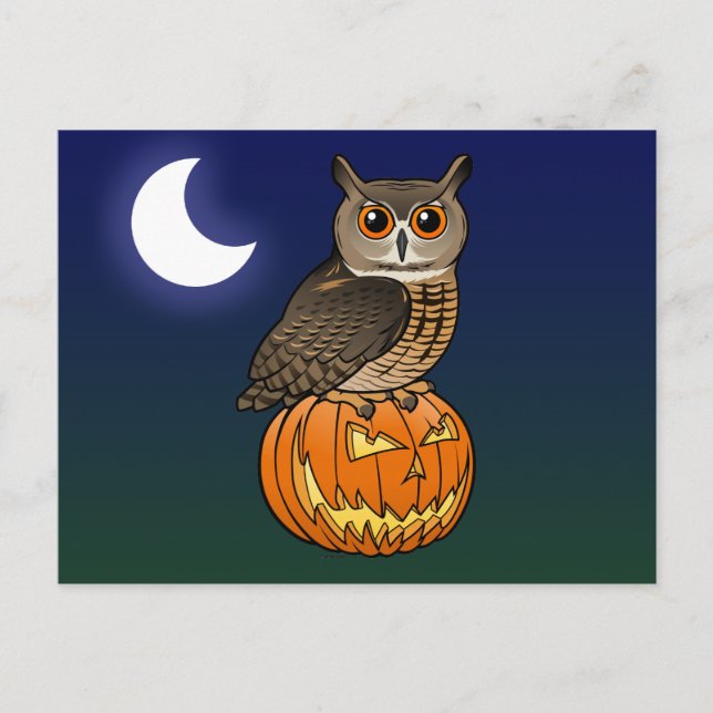 Cartão Postal Halloween Eurasian Eagle Owl (Frente)