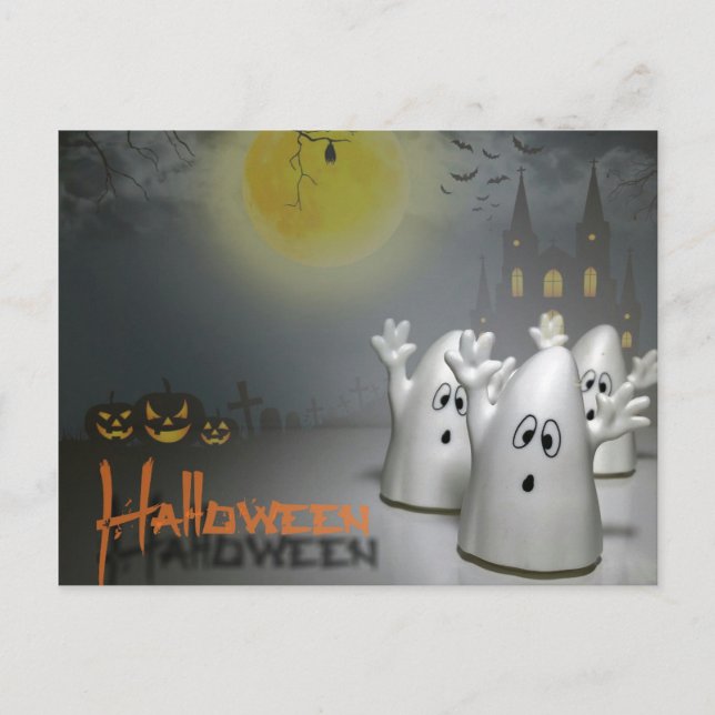 Cartão Postal Halloween Fantasma (Frente)
