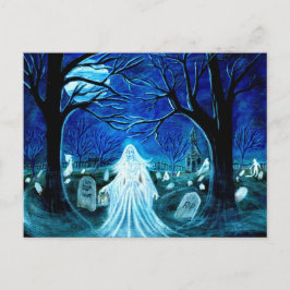 Cartão Postal Halloween,fantasma,cemitério,tombstones,quintal