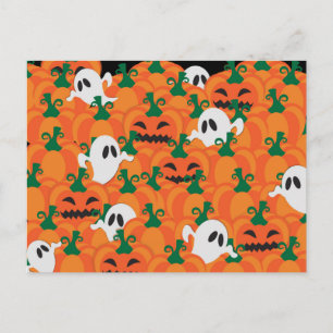 Cartão Postal Halloween Fantasmas Assombrados Pumpkin Patch