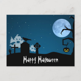 Cartão Postal Halloween Fantasmas em Graveyard