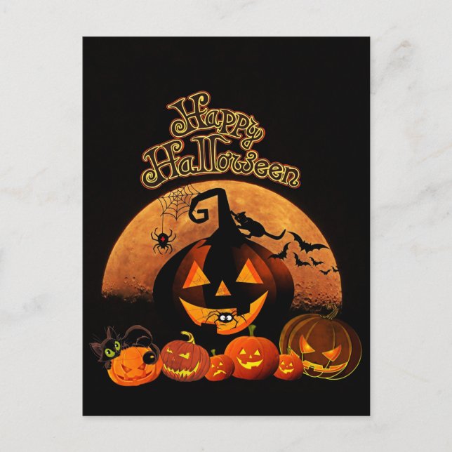 Cartão Postal Halloween - Feliz Halloween Pumpkins (Frente)