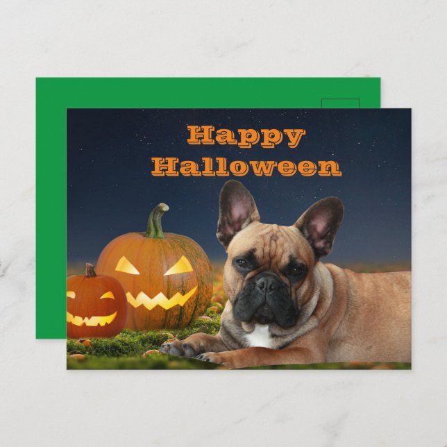 Cartão Postal Halloween französische Bulldogge French Bulldog (Frente/Verso)
