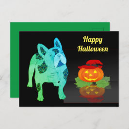 Cartão Postal Halloween französische Bulldogge Postkarte
