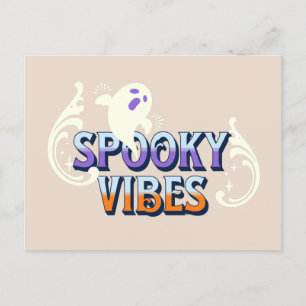 Cartão Postal Halloween Ghost Spooky Vibes Retro