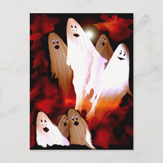Cartão Postal Halloween Ghosts (Frente)