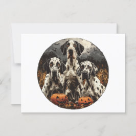Cartão Postal Halloween - Grande Dane Dogs Jack O Lantern