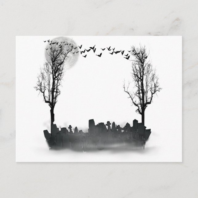 Cartão Postal Halloween Graveyard Silhouette (Frente)