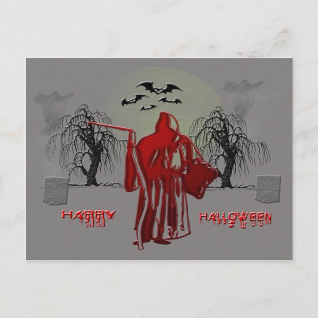 Cartão Postal Halloween Grim Reaper (Frente)
