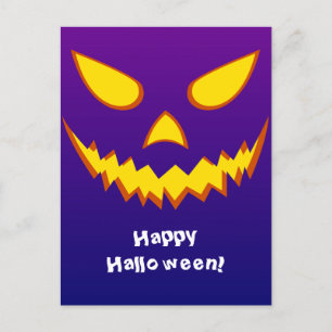 Cartão Postal Halloween Grinning Face Jack o Lanterna Pumpkin