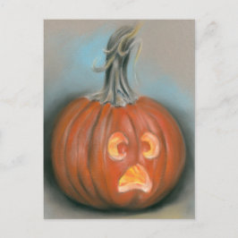 Cartão Postal Halloween Gritando Jack O Lanterna Pumpkin Pastel