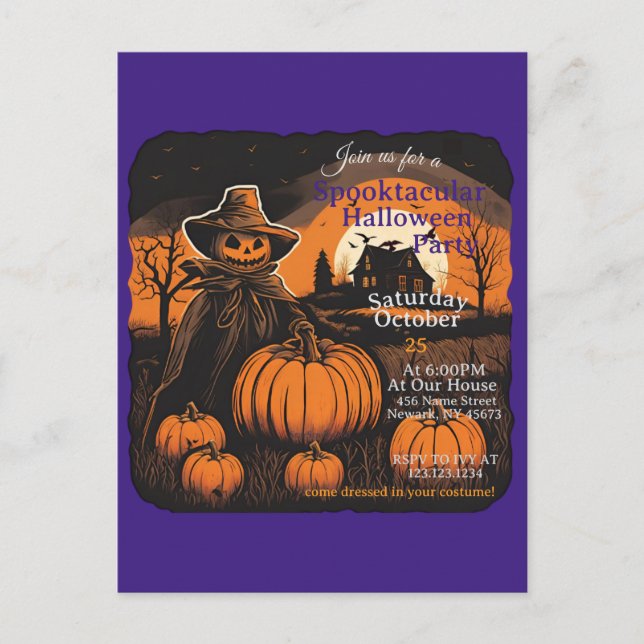 Cartão Postal Halloween Haunt Scarecrow's Watch (Frente)