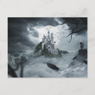 Cartão Postal Halloween Haunted Castle House Night Scary