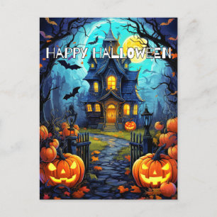 Cartão Postal Halloween Haunted House