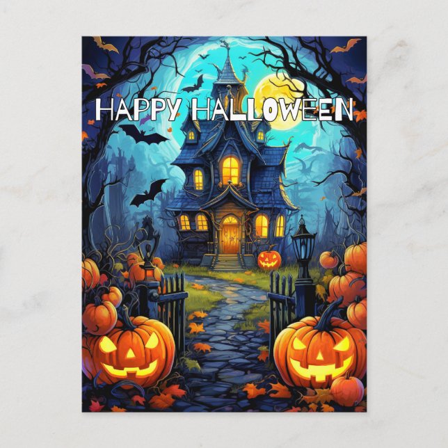 Cartão Postal Halloween Haunted House (Frente)