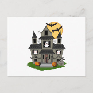 Cartão Postal Halloween Haunted House