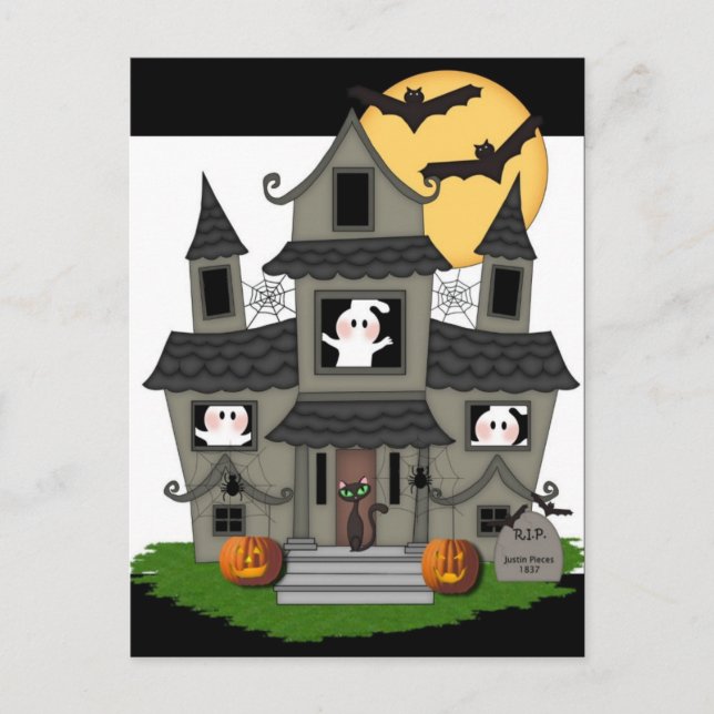 Cartão Postal Halloween Haunted House (Frente)