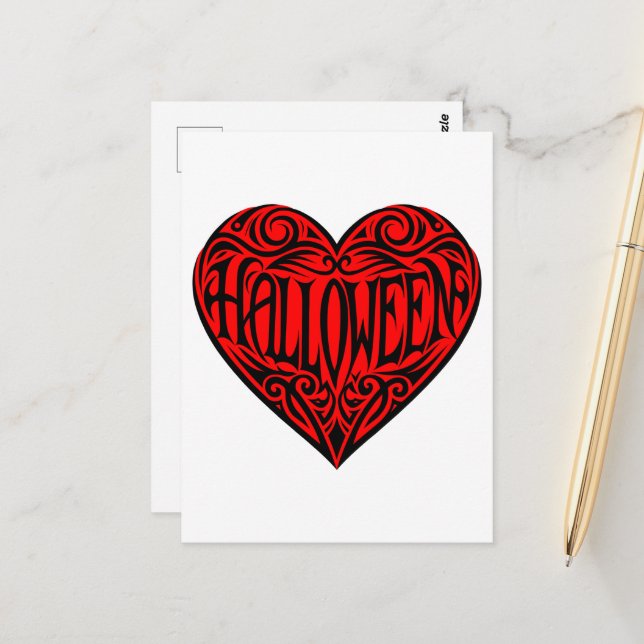 Cartão Postal Halloween Heart, Black Heart, Holiday (Frente/Verso In Situ)