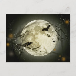 Cartão Postal Halloween Moon Spooky Crows