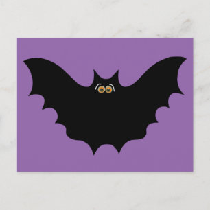 Cartão Postal Halloween Morcego Preto
