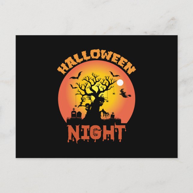 Cartão Postal Halloween Night Birthday (Frente)