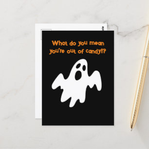 Cartão Postal Halloween Out Candy Funny Ghost