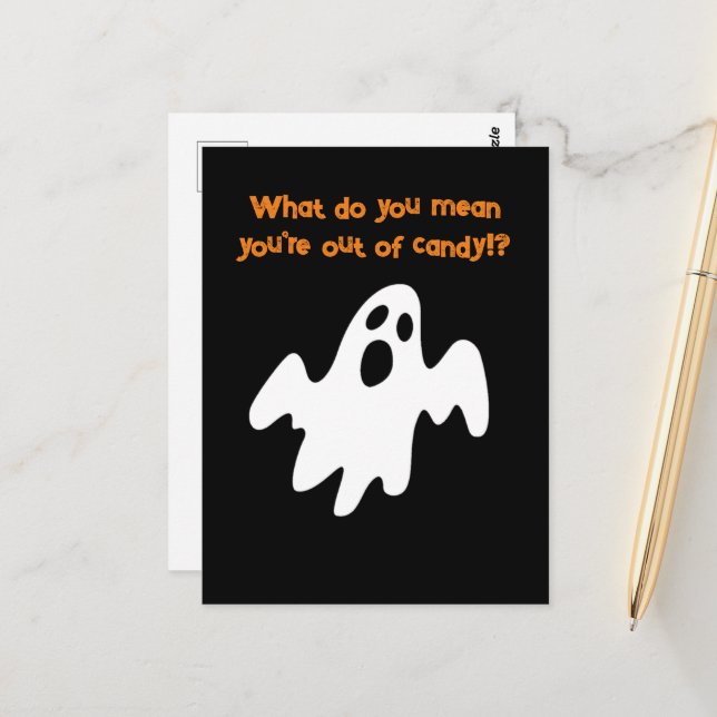 Cartão Postal Halloween Out Candy Funny Ghost (Frente/Verso In Situ)