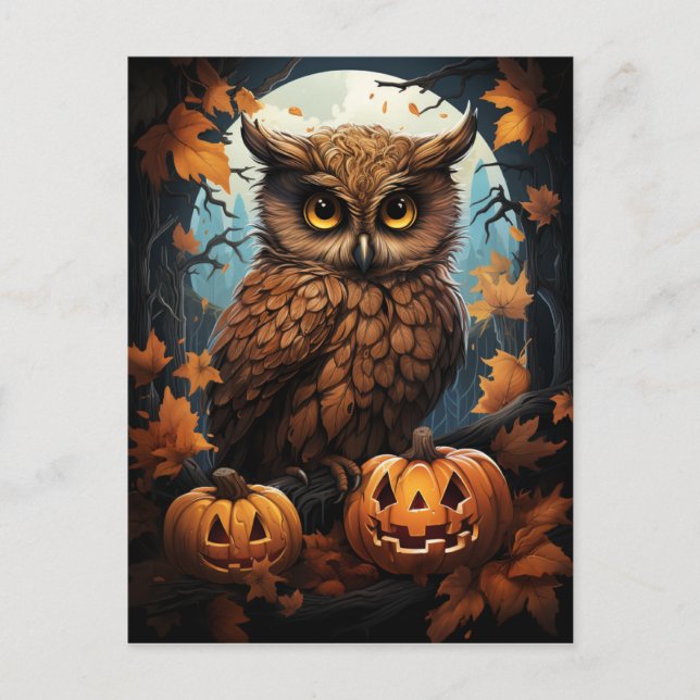 Cartão Postal Halloween Owl (Frente)