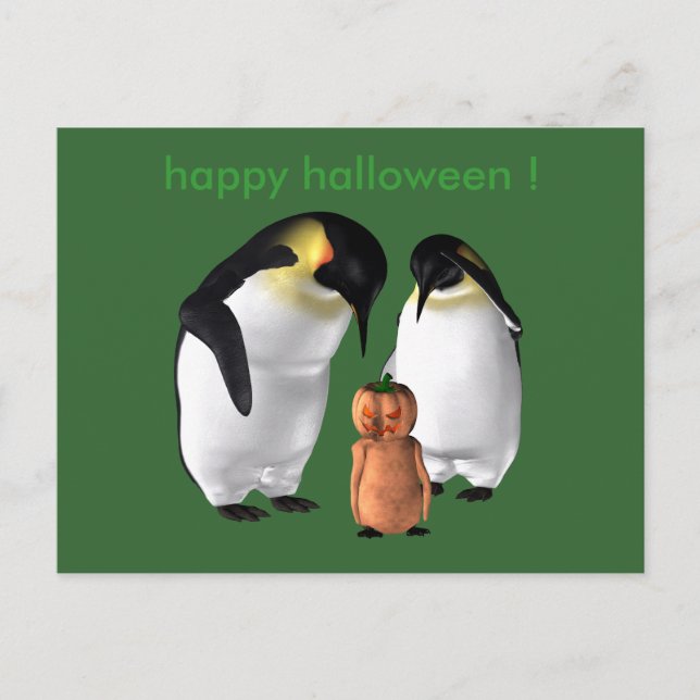 Cartão Postal Halloween Penguin (Frente)