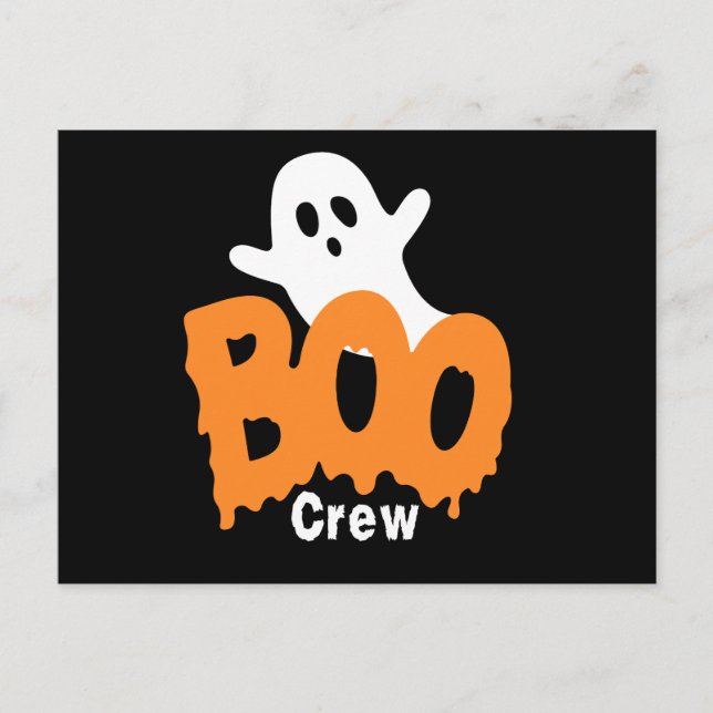 Cartão Postal Halloween Personalizado da Tripulação Boo (Frente)