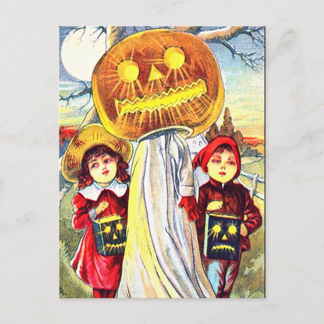Cartão Postal Halloween Pumpkin Ghost (Frente)