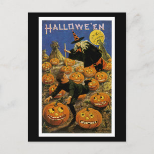 Cartão Postal Halloween Pumpkin Patch Nightmare
