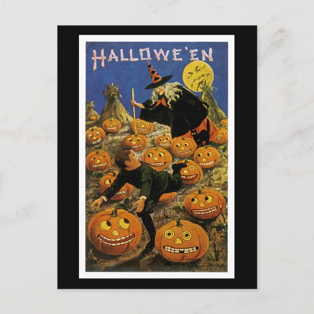 Cartão Postal Halloween Pumpkin Patch Nightmare (Frente)