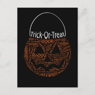 Cartão Postal Halloween Pumpkin Typografia Orange Black