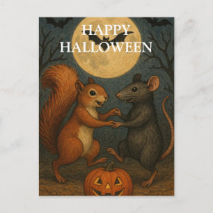 Cartão Postal Halloween Pumpkin Wity Scary Night