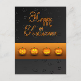 Cartão Postal Halloween Pumpkins Jack-o-Lantern
