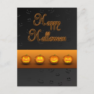 Cartão Postal Halloween Pumpkins Jack-o-Lantern