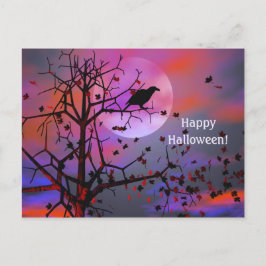 Cartão Postal Halloween Raven Night