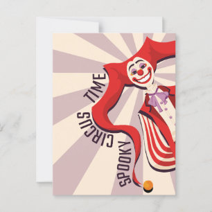 Cartão Postal Halloween Retro Spooky Palhaço Colorido Circo Engr