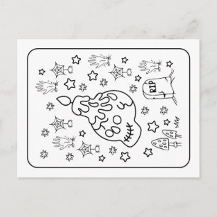 Cartão Postal Halloween RIP Candelabro Assustador Crânio Colorid