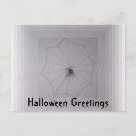 Cartão Postal Halloween saúda aranha bonitinha com infinidade na