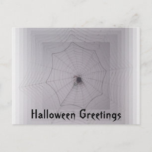 Cartão Postal Halloween saúda aranha em uma Web Infinity
