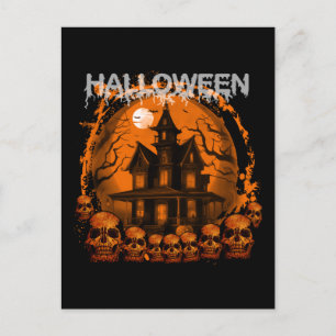 CARTÃO POSTAL HALLOWEEN SCARY HAUNTED HOUTS SKULES
