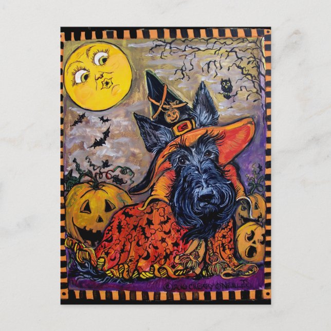 Cartão Postal Halloween Scottie (Frente)